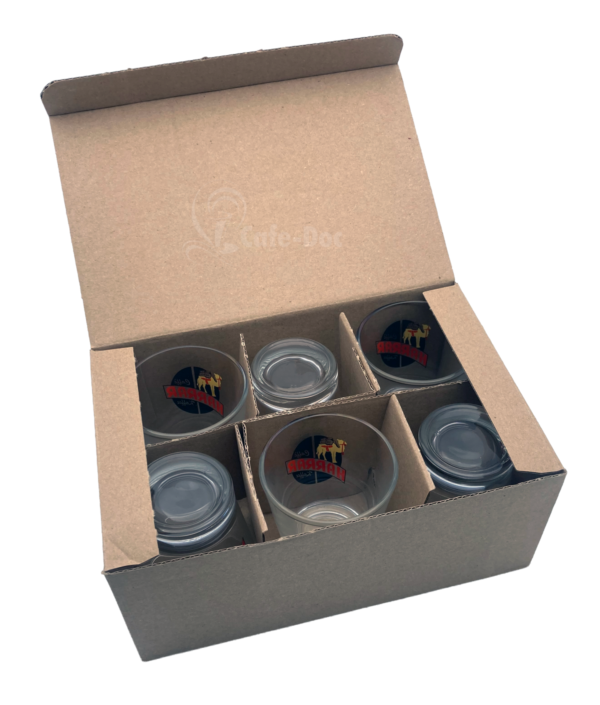 Espresso-Glas 80ml mit Logo Harrar 6er Set - EB80